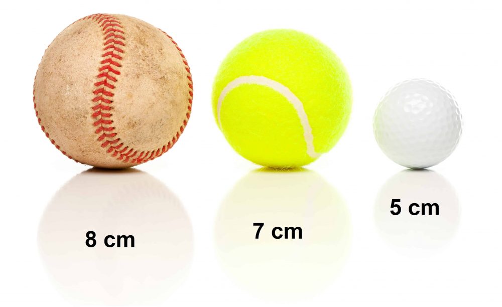 Qual é o diâmetro de uma bola de golfe?